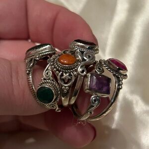 Sterling Silver Dainty Gemstone Ring Set size 9